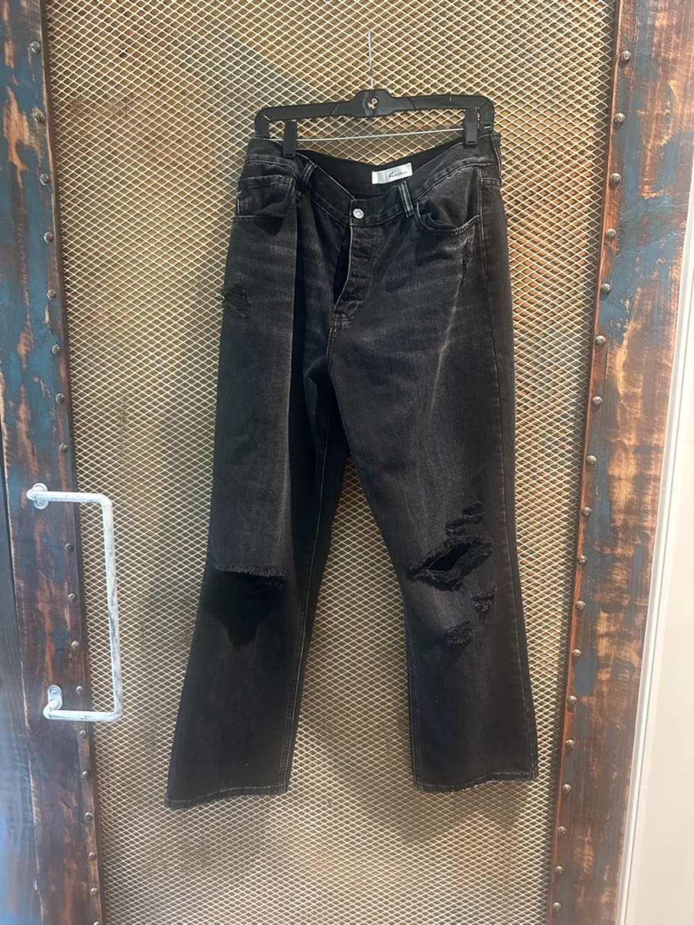 Women’s Black Jeans with Distressed Detail - Kancan